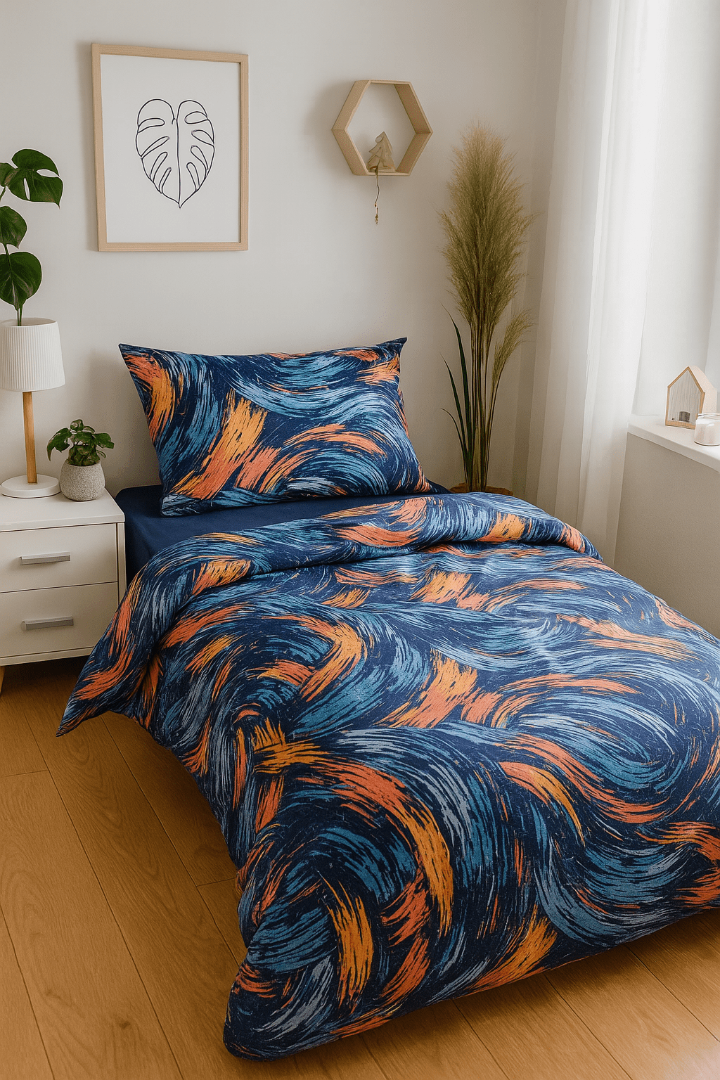 Vibrant Bedroom with Natural Accents "Динамичен Ритъм" – 3 части с ластик - Image 1