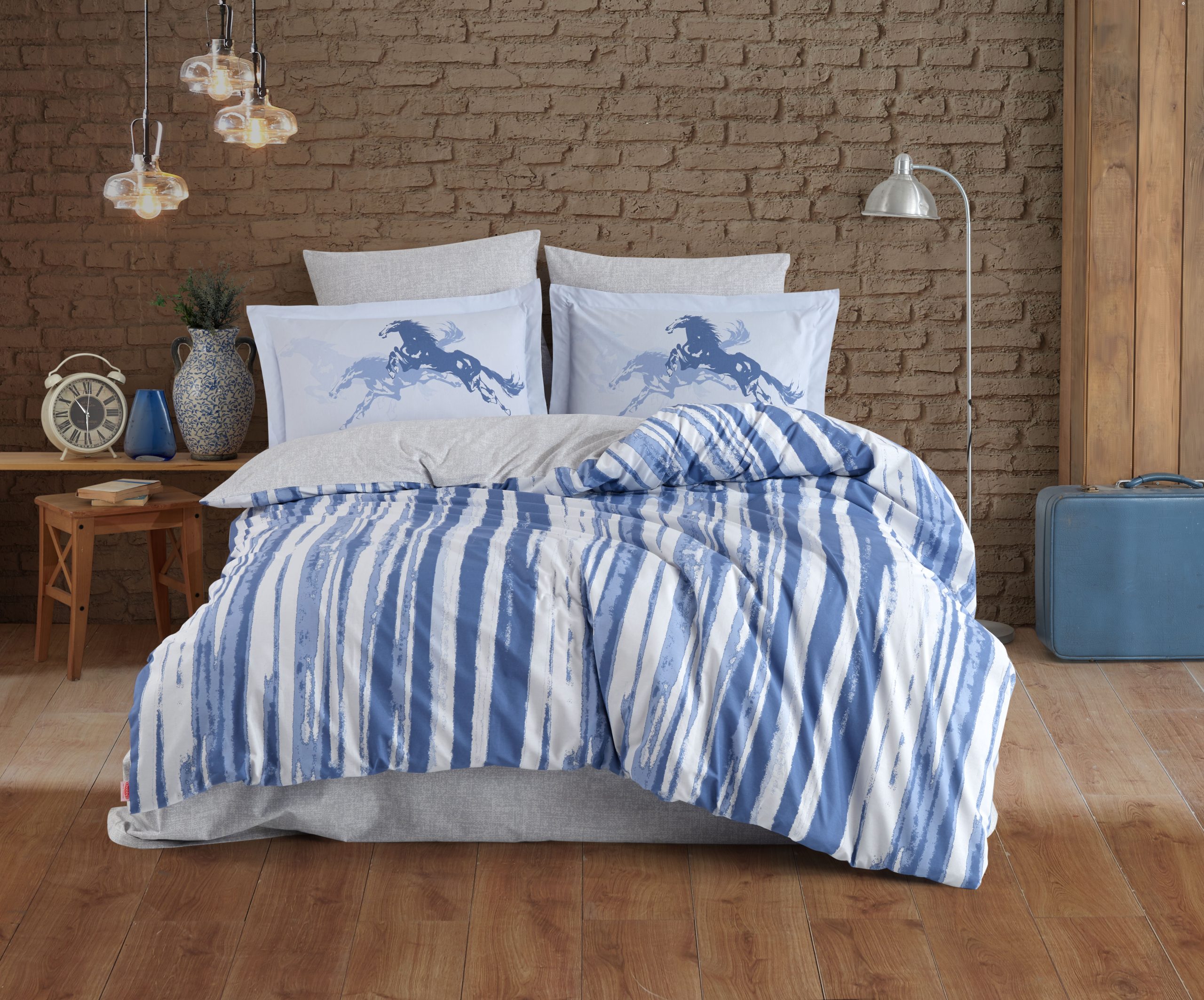 Cascade - Mavi (1) „Hobby Poplin Cascade Mavi“ Спално бельо – 4 части - Image 1