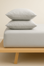 „Светло сиво“ Долен чаршаф с ластик + 2 калъфки – Памук Ранфорс – за легло 180x200 см