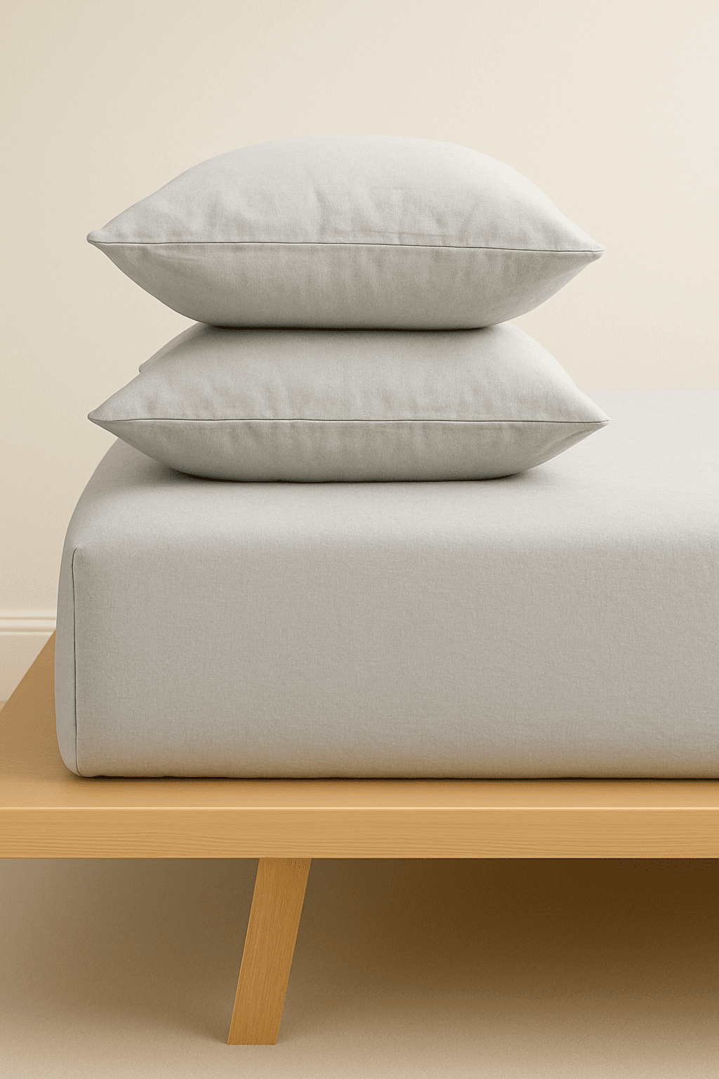 ChatGPT Image Sep 29, 2025, 11_59_24 PM „Светло сиво“ Долен чаршаф с ластик + 2 калъфки – Памук Ранфорс – за легло 180x200 см - Image 1