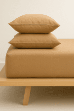 „Кафе“ Долен чаршаф с ластик + 2 калъфки – Памук Ранфорс – за легло 180x200 см