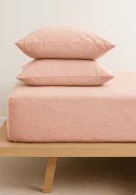 „Розов Пастел“ Долен чаршаф с ластик + 2 калъфки – Памук Ранфорс – за легло 160x200 см