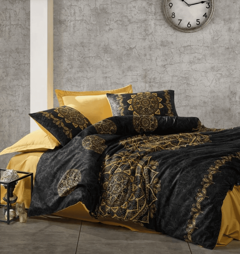 яяяя Спално бельо „Alvina Goold“ Family - Памук Сатен -7 части – с 2 единични плика-Cotton box - Image 1