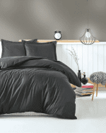 Памук сатен „Elegant Anthracite Stripes“ – 4 части – за спалня