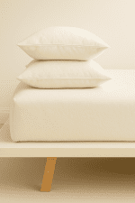 „Слонова кост“ Долен чаршаф с ластик + 2 калъфки – Памук Ранфорс – за легло 160x200 см