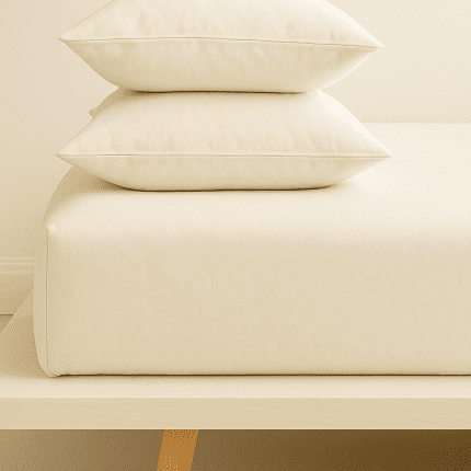 „Слонова кост“ Долен чаршаф с ластик + 2 калъфки – Памук Ранфорс – за легло 180x200 см