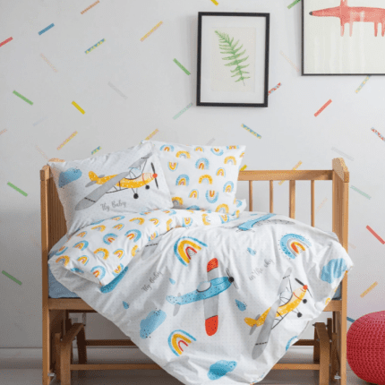 „Sky Blu“ бебешко спално бельо – Памук Ранфорс – 4 части