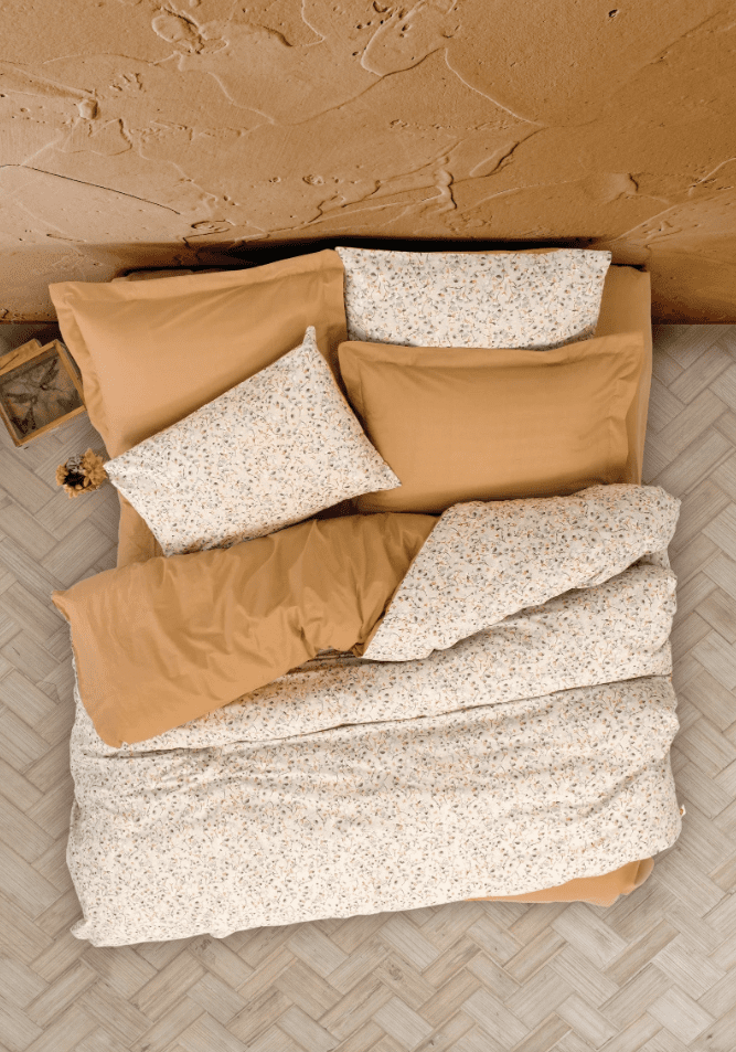 posy bej1 „Posy Beige“ спален комплект Памук Ранфорс – 3 части – за единично легло - Image 1