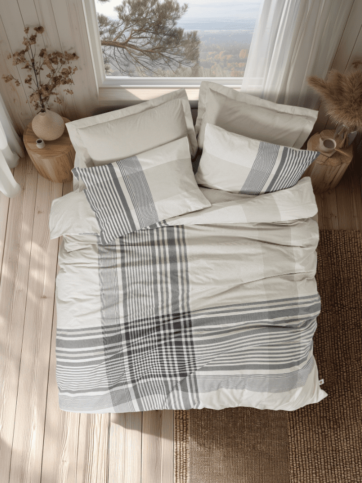 soren bej1 „Soren Beige“ спален комплект Памук Ранфорс – 3 части – за единично легло - Image 1