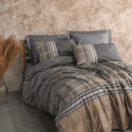 „Timbre Anthracite“ спален комплект Памук Ранфорс – 3 части – за единично легло
