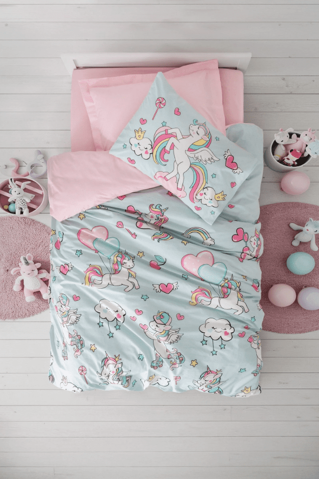 twinka pembe1 „Twinka Pink“ Детски спален комплект Памук Ранфорс – 3 части – за единично легло - Image 1