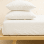 „Бял“ Долен чаршаф с ластик + 2 калъфки – Памук Ранфорс – за легло 180x200 см