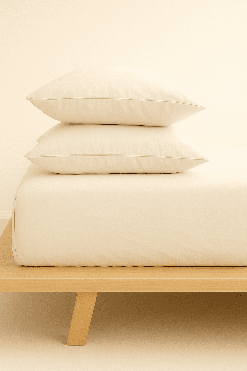 екрю „Екрю“ Долен чаршаф с ластик +1 калъфки – Памук Ранфорс – за легло 100x200 +30см - Image 1