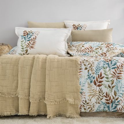 „Linum Beige“ комплект Перкал с покривало Муселин – 7части