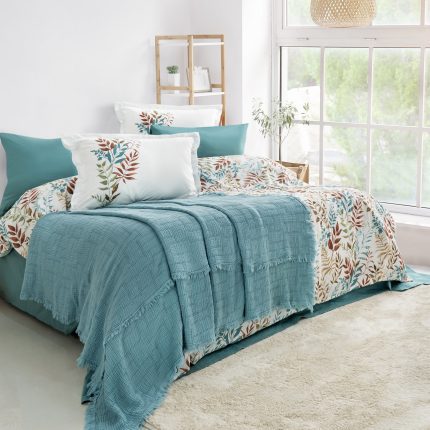 „Linum Turkuaz“ комплект Перкал с покривало Муселин – 7части