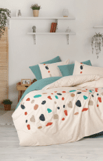 Спално бельо „Gaja Mint“-puff бродерия-Памук Ранфорс-6 части-Cotton Box