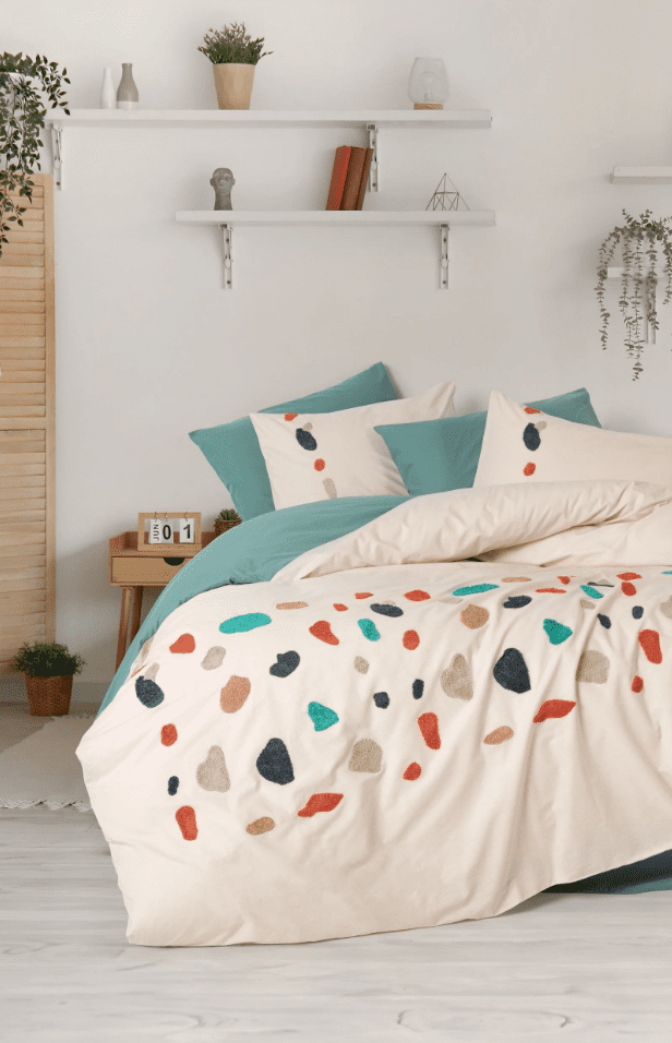 Gaja Mint1 Спално бельо „Gaja Mint“-puff бродерия-Памук Ранфорс-6 части-Cotton Box - Image 1