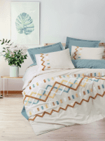 Спално бельо „Mellow Mint“-puff бродерия-Памук Ранфорс-6 части-Cotton Box