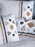 Спално бельо „Stesso Gray“-puff бродерия-Памук Ранфорс-6 части-Cotton Box - Image 2